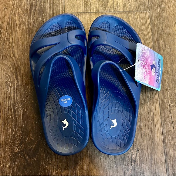 Reel Legends Women’s Bahama II Slip On Rubber Beach Sandals Estate Blue Size 7 - Picture 1 of 7